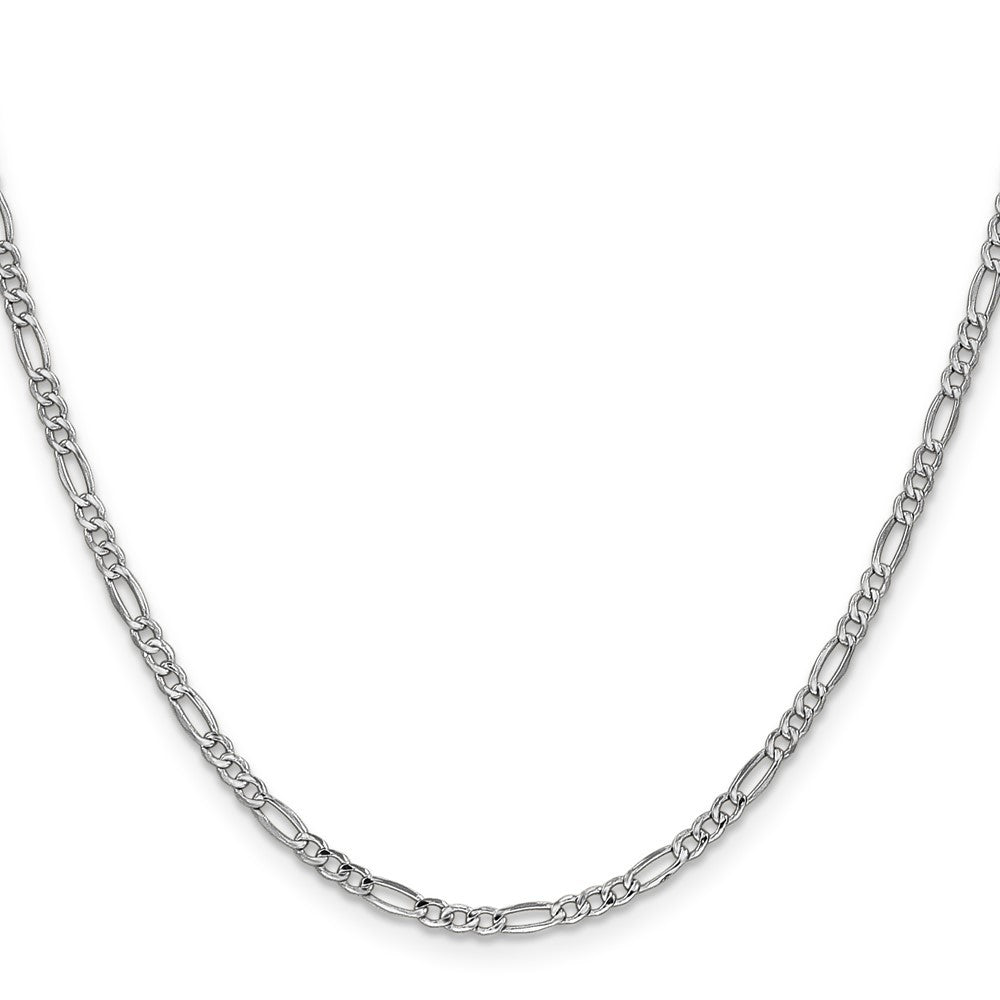 14K White Gold 26 inch 2.5mm Semi-Solid Figaro with Lobster Clasp Chain Necklace