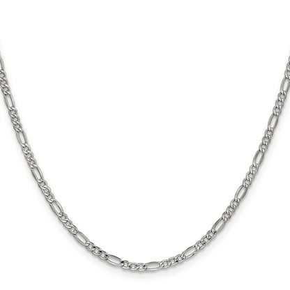 14K White Gold 26 inch 2.5mm Semi-Solid Figaro with Lobster Clasp Chain Necklace