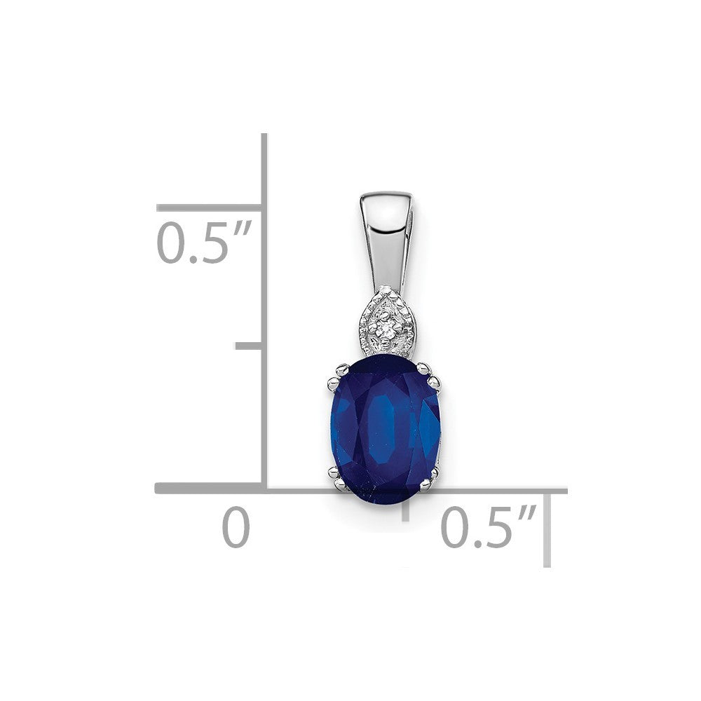 14k White Gold Oval Sapphire and Diamond Pendant