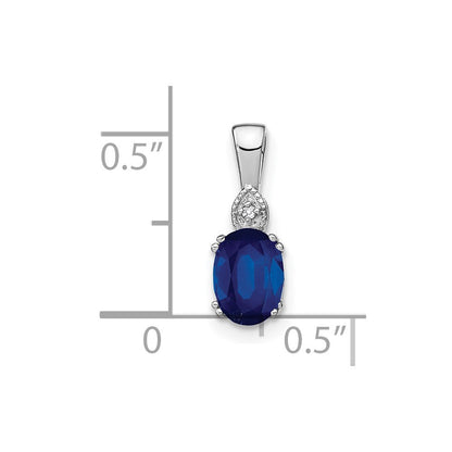 14k White Gold Oval Sapphire and Diamond Pendant