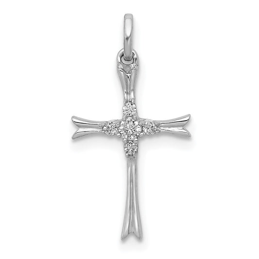 14k White Gold 1/15ct. Diamond Cross Pendant for Women