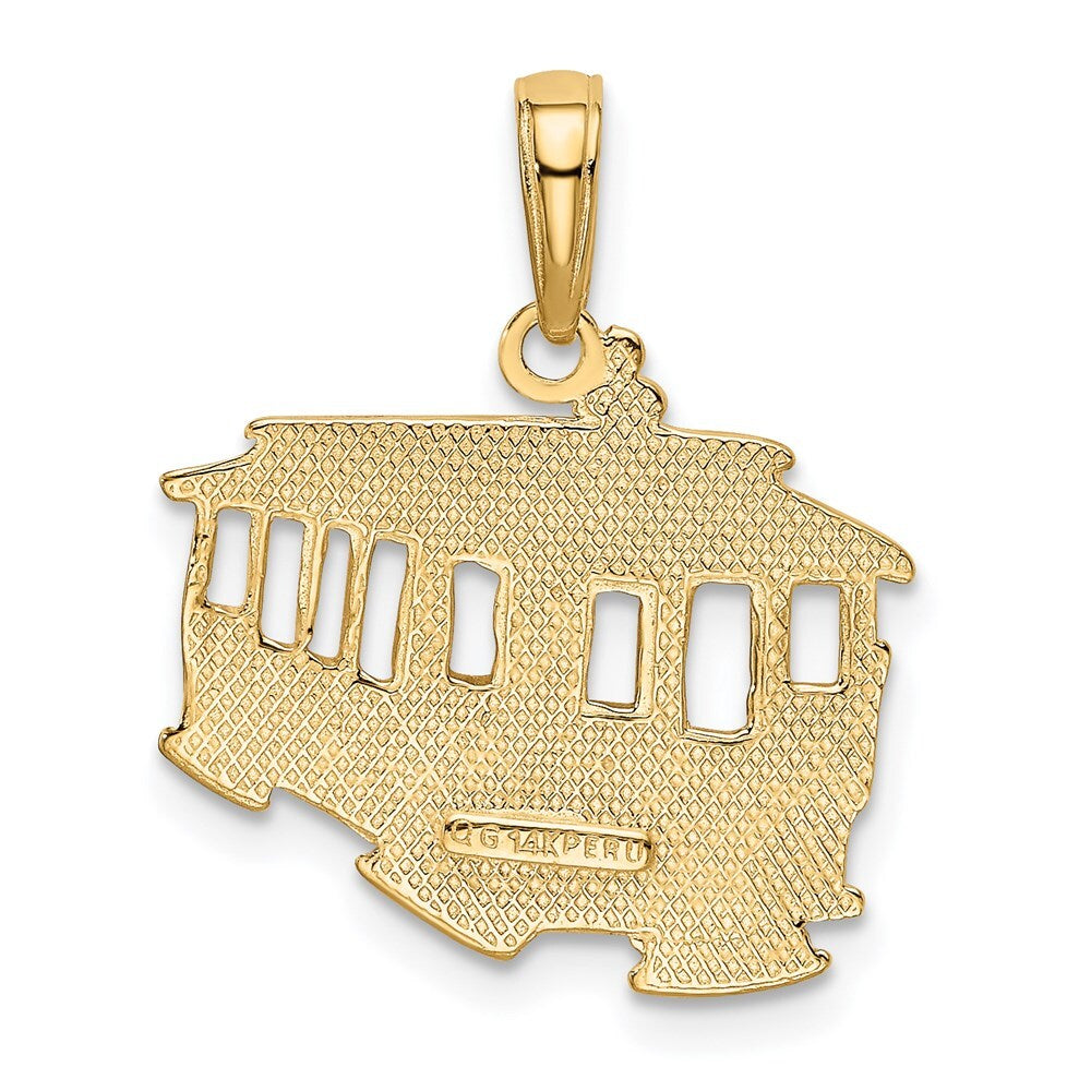 14k Yellow Gold Cable Car Pendant for Women