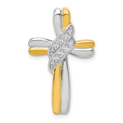 14k Yellow Gold Two-tone Diamond Cross Pendant