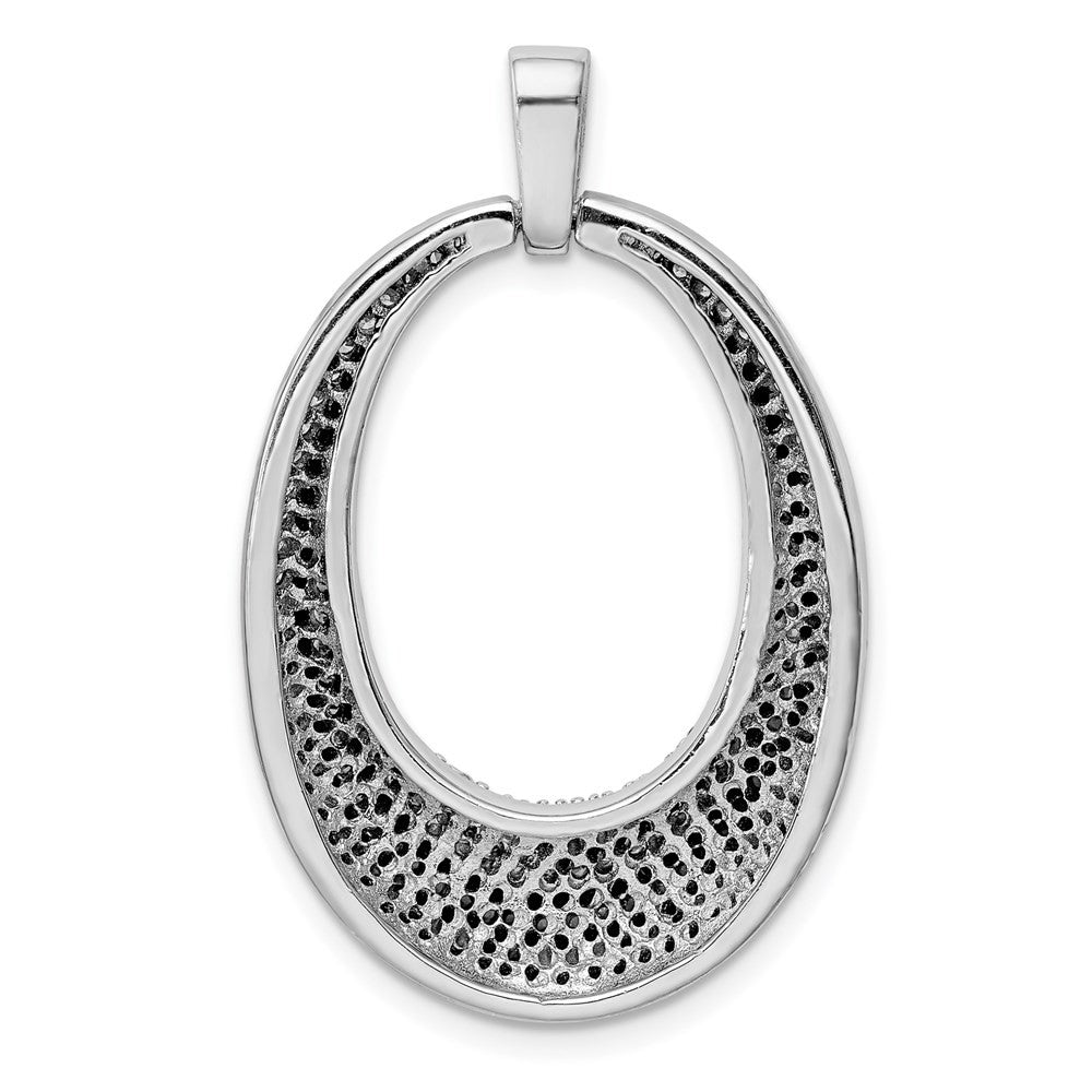 Sterling Silver Black and White Cubic Zirconia Open Oval Fancy Pendant