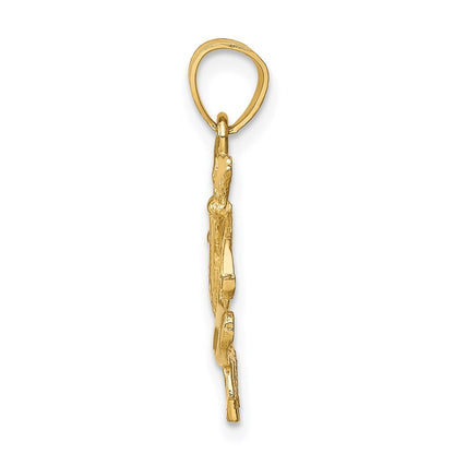 14k Yellow Gold Diamond-Cut Paint Palette Pendant for Women
