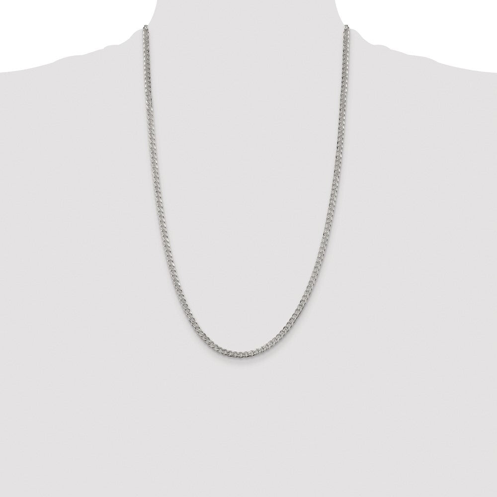 Sterling Silver Rhodium-plated 3.8mm Pav� Curb Chain