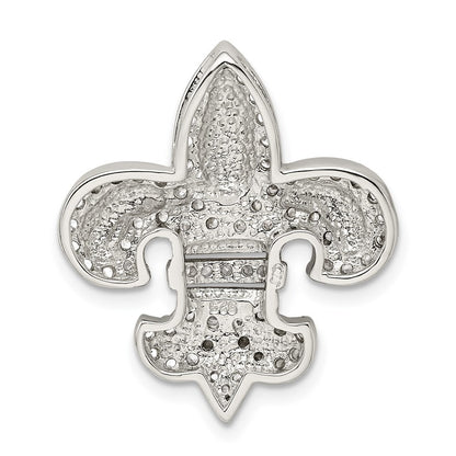 Sterling Silver Cubic Zirconia Fleur de Lis Flash Gold-Plated Chain Slide