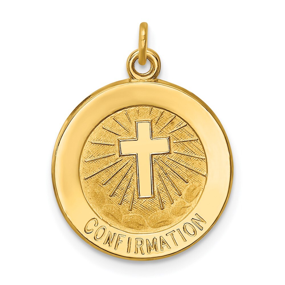14k Yellow Gold Confirmation Medal Charm Pendant for Women