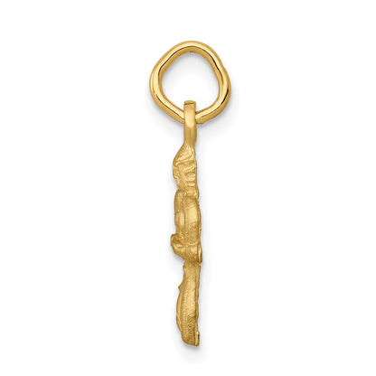 14k Yellow Gold Satin Diamond-cut Virgo Zodiac Charm Pendant for Women