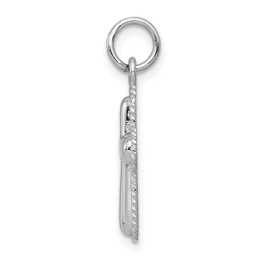 14k White Gold Polished Cross Charm Pendant for Women