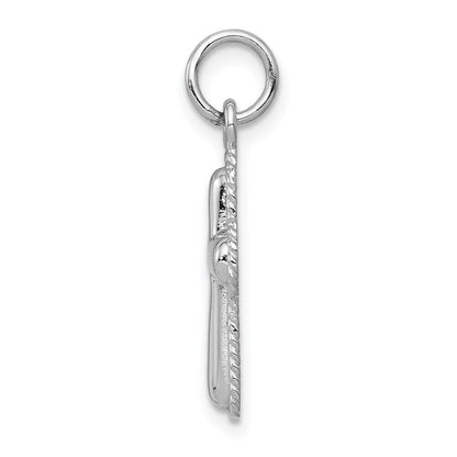14k White Gold Polished Cross Charm Pendant for Women