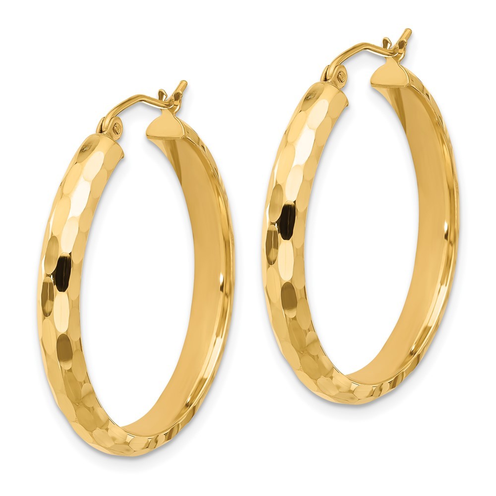14k Yellow Gold Diamond-cut Hoop Earrings