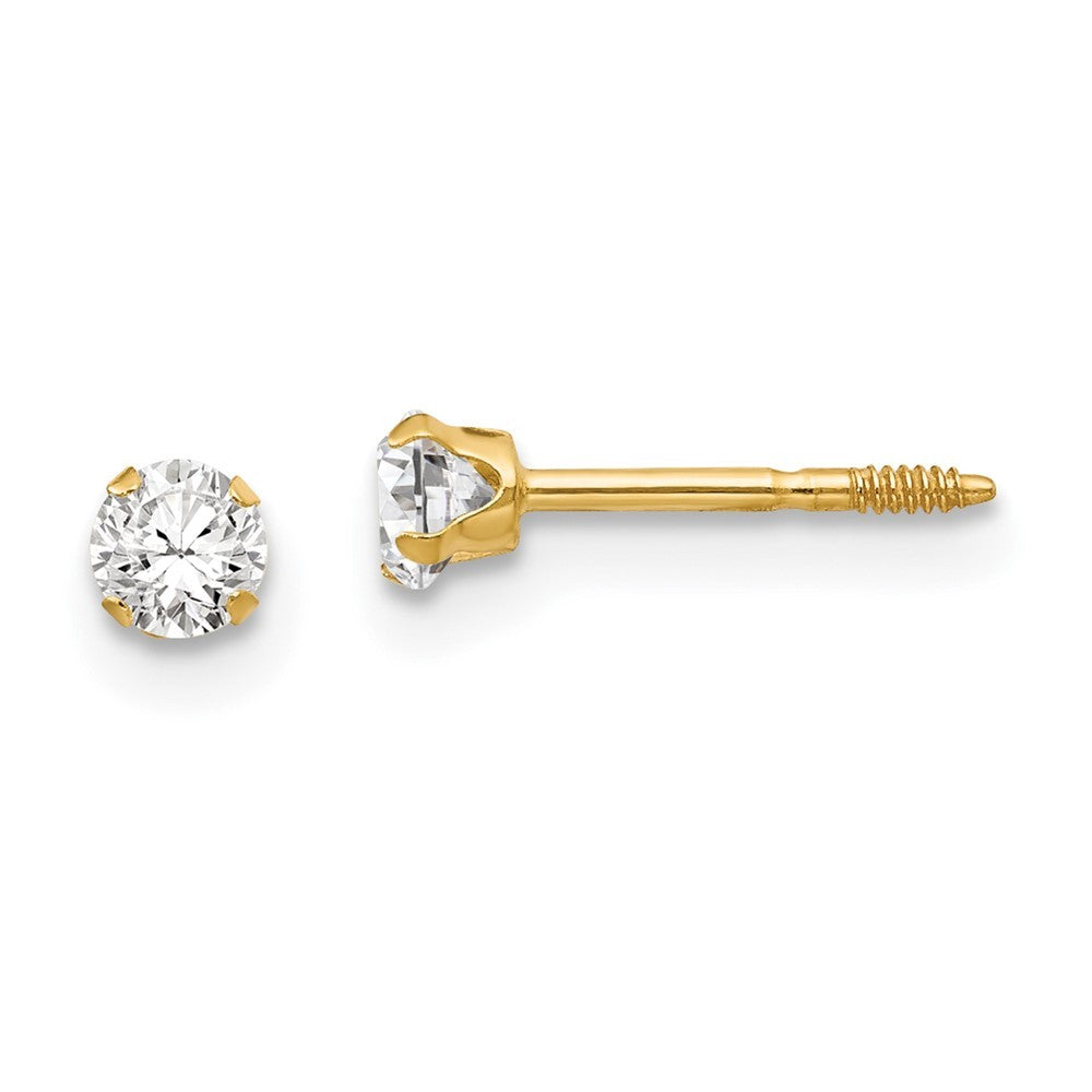 14k Yellow Gold 3mm CZ Earrings