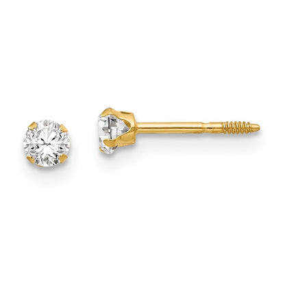 14k Yellow Gold 3mm CZ Earrings