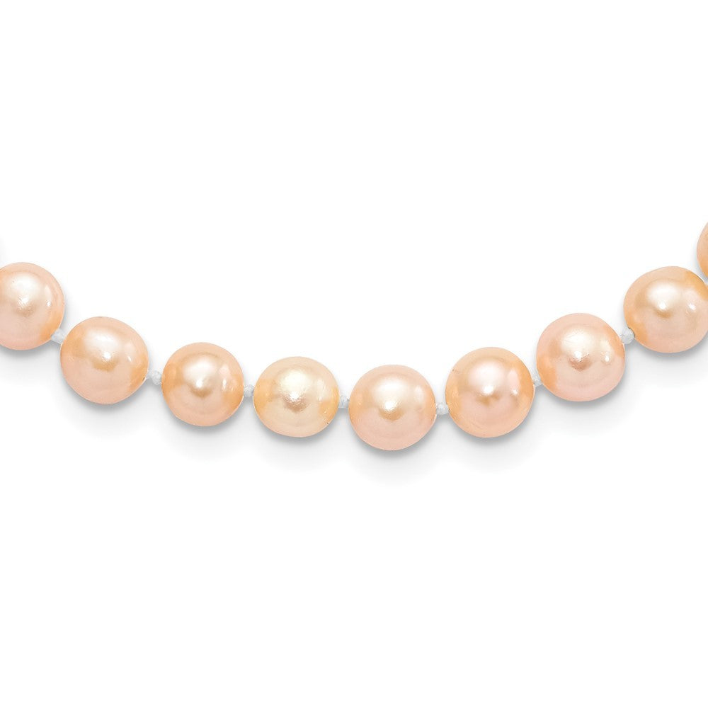 Sterling Silver Rhodium-plated 6-7mm Pink Cultured Pearl Necklace 18"