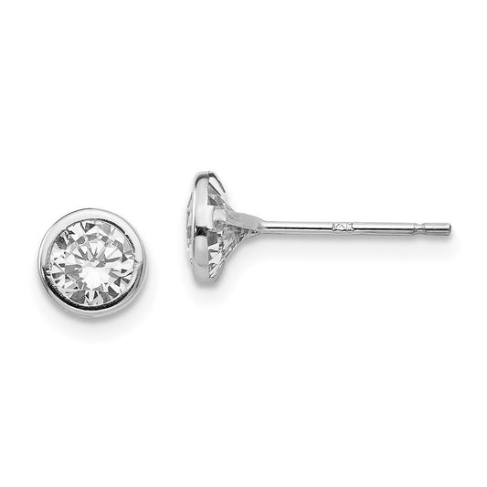 14k White Gold 5mm Bezel Set CZ Earrings