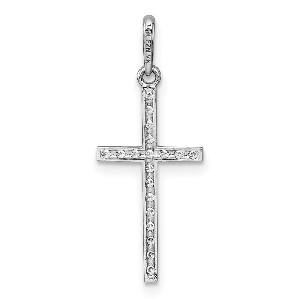14k White Gold Polished Cubic Zirconia Cross Pendant