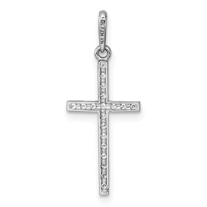 14k White Gold Polished Cubic Zirconia Cross Pendant