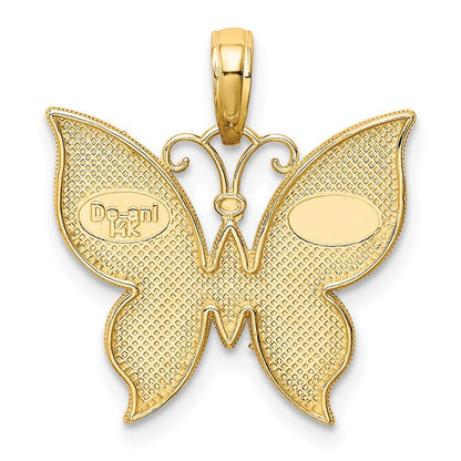 14k Yellow Gold Rhodium Butterfly Pendant for Women