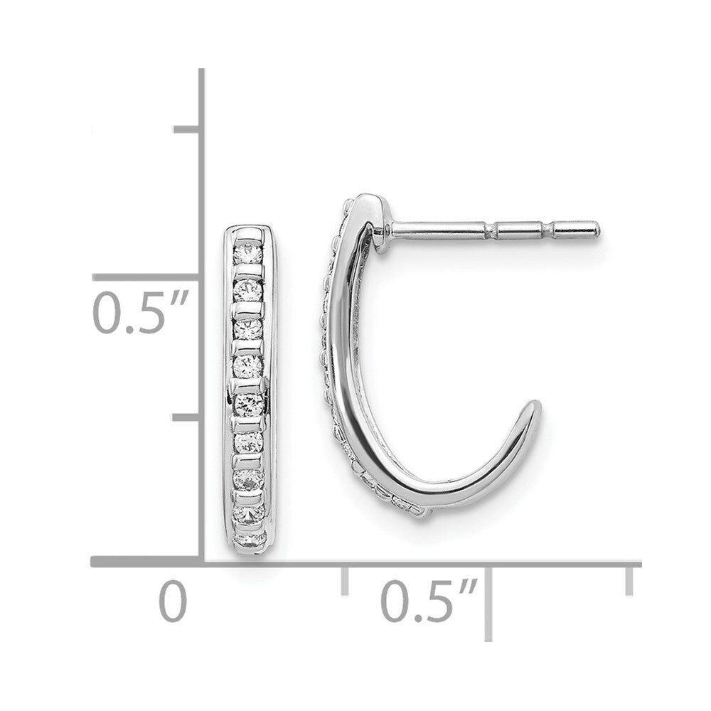 14k White Gold Diamond J-Hoop Earrings