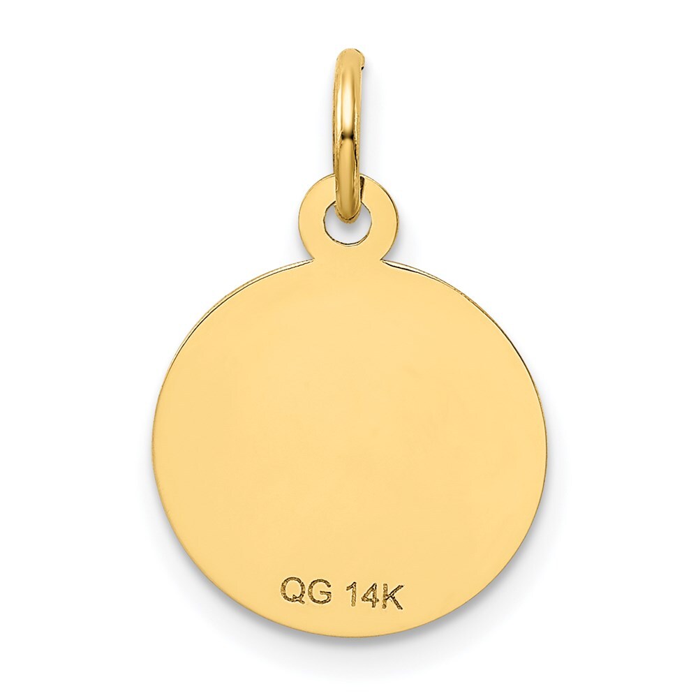 14k Yellow Gold SWEET 16 Disc Charm Pendant for Women