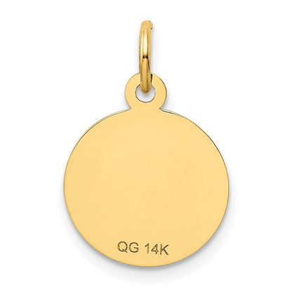 14k Yellow Gold SWEET 16 Disc Charm Pendant for Women