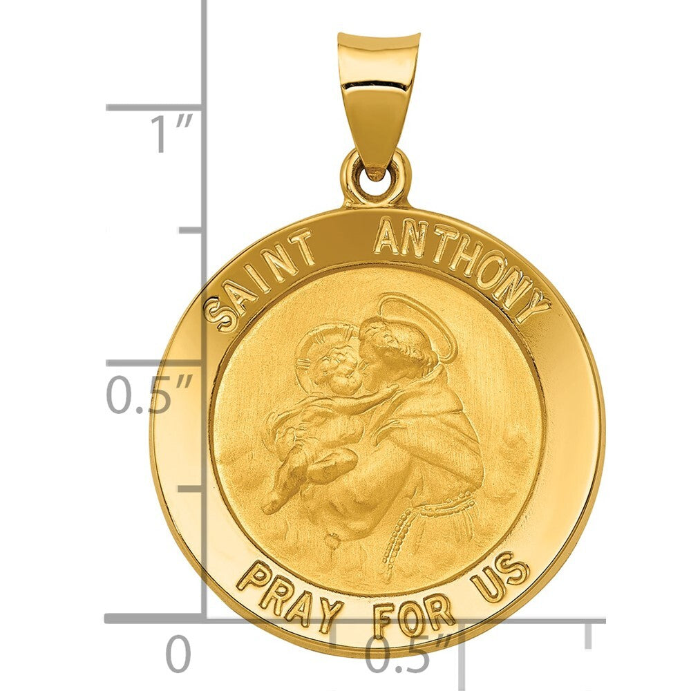 14k Yellow Gold Saint Anthony Medal Hollow Pendant