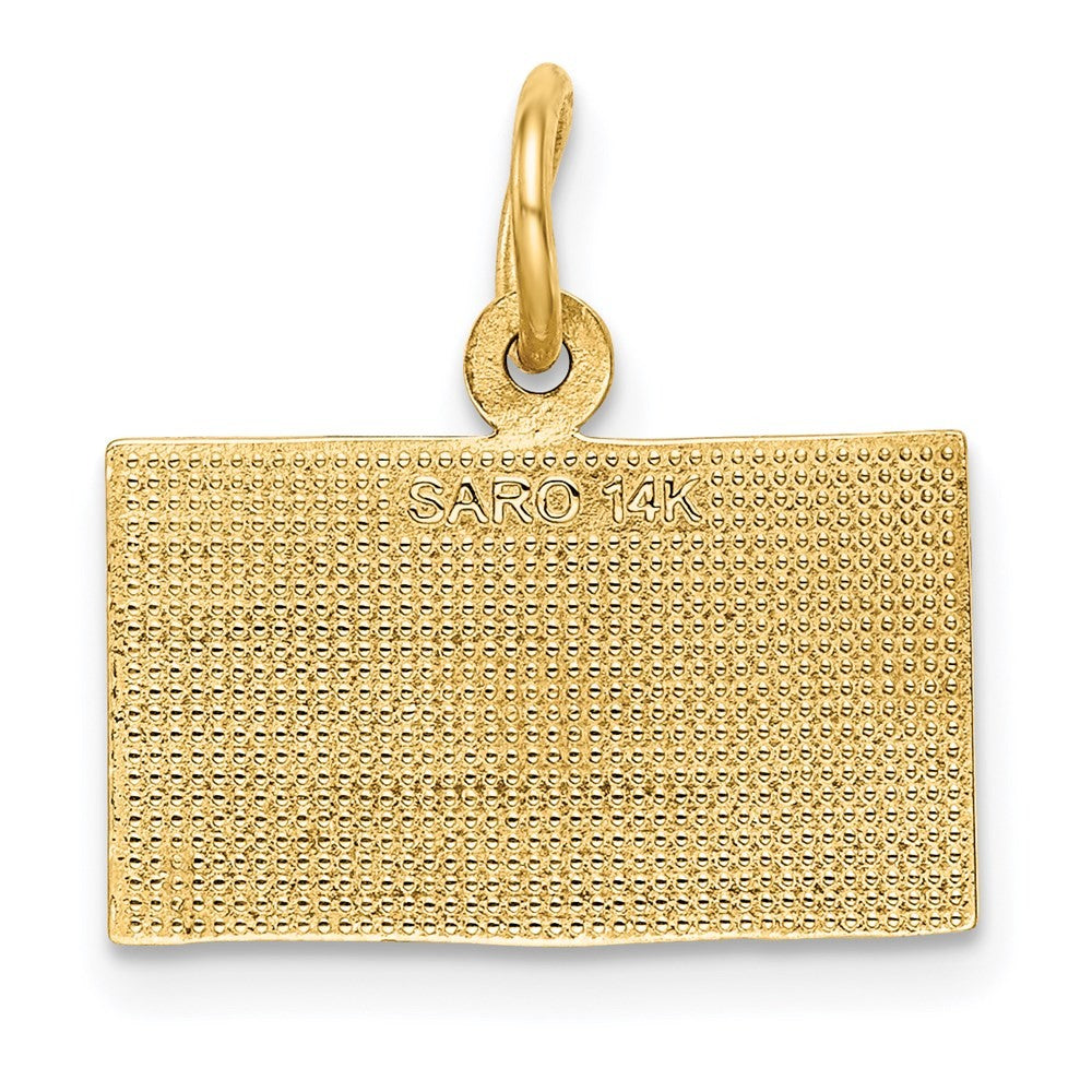 14k Yellow Gold God Bless America Flag Charm Pendant