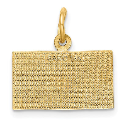 14k Yellow Gold God Bless America Flag Charm Pendant