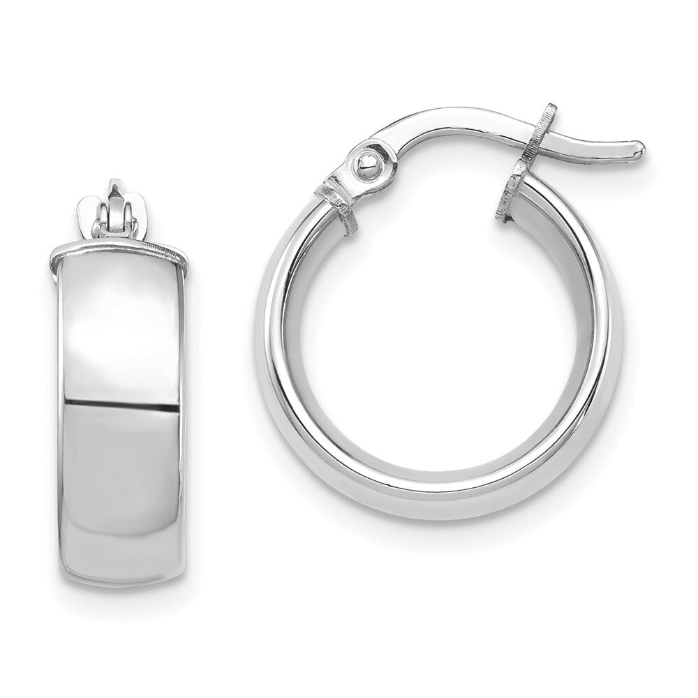 14k White Gold High Polished 5mm Hoop Earrings Gift for Women