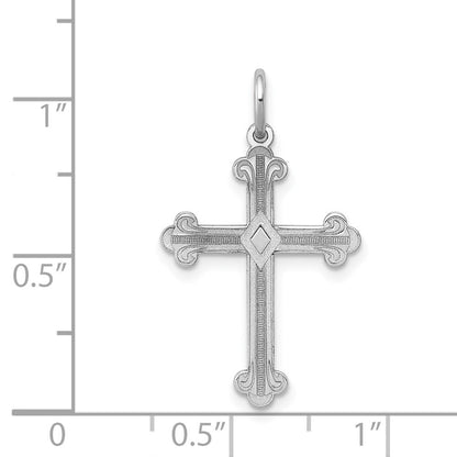 14k White Gold Laser Designed Cross Pendant for Women
