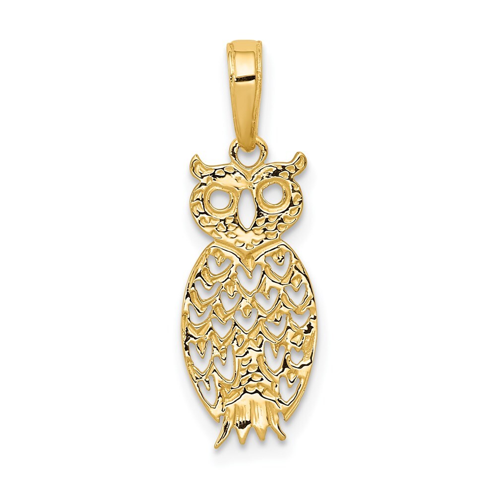 14k Yellow Gold Owl Pendant for Women