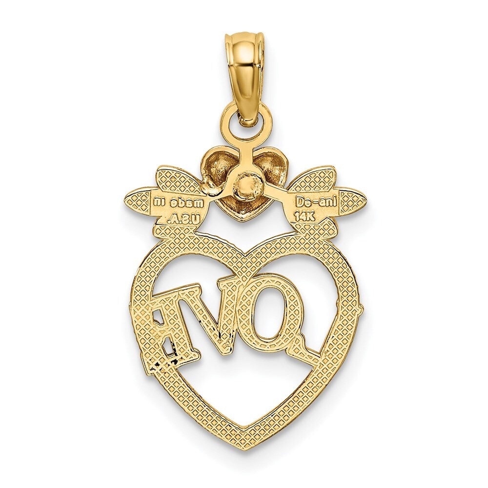 14k Two-tone Gold  White Rhodium LOVE Inside Heart Pendant for Women
