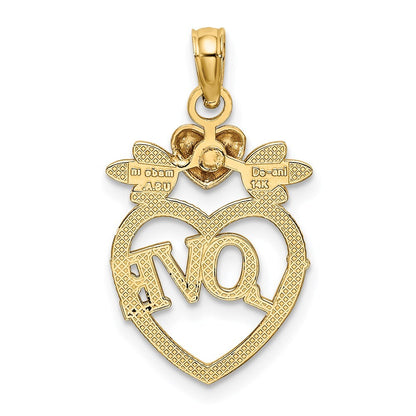 14k Two-tone Gold  White Rhodium LOVE Inside Heart Pendant for Women