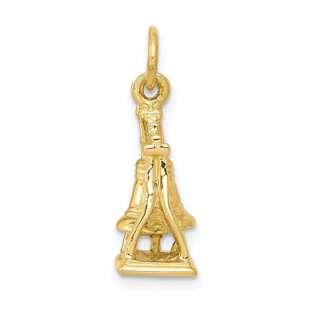 14k Yellow Gold Solid Polished 3-D Liberty Bell Charm Pendant for Women
