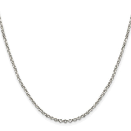 Sterling Silver Rhodium-plated 2.6mm Diamond-cut Cable Chain