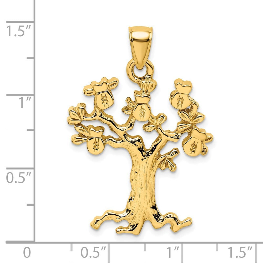 14k Yellow Gold Cut-Out Money Tree Charm