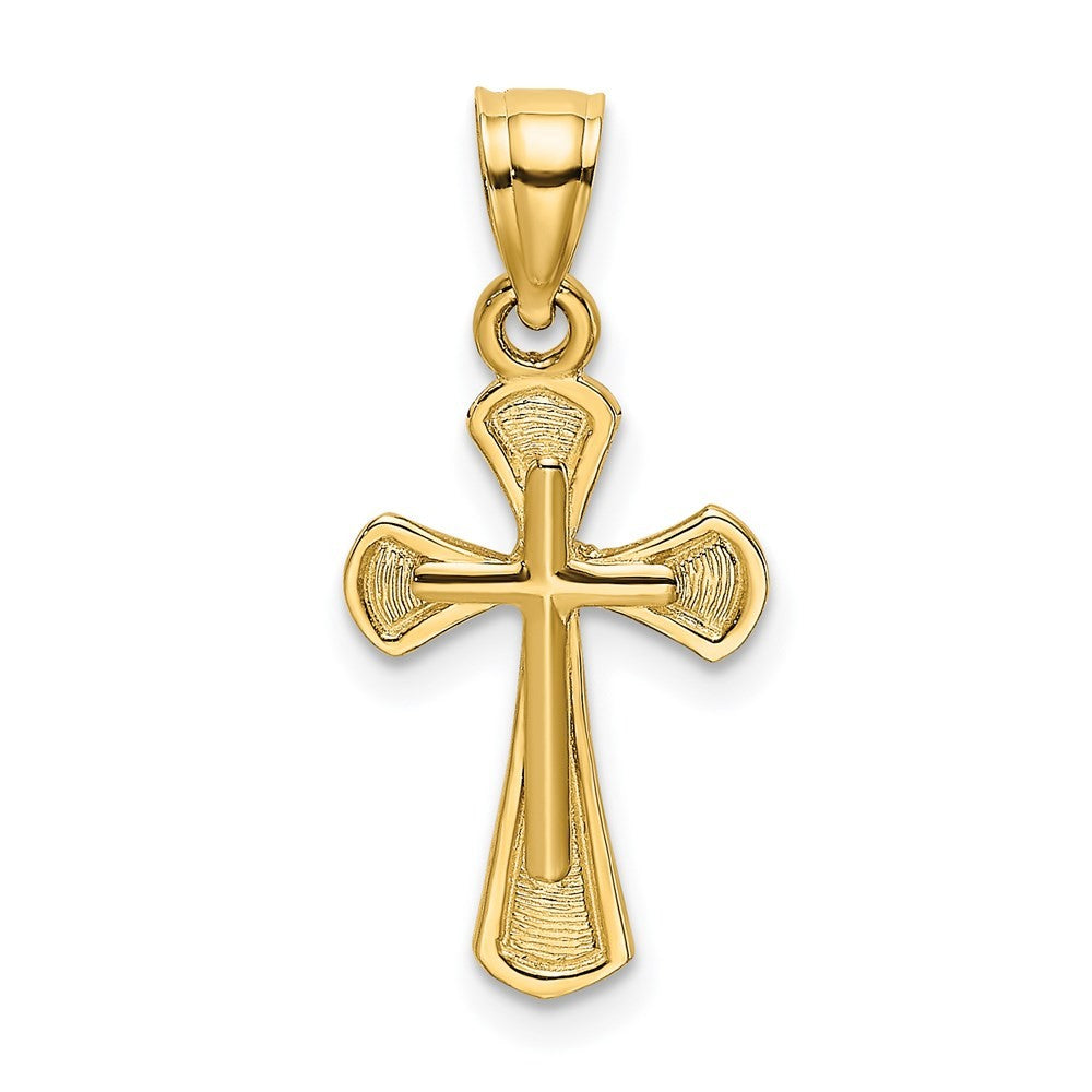 14k Yellow Gold Solid Textured Cross Charm