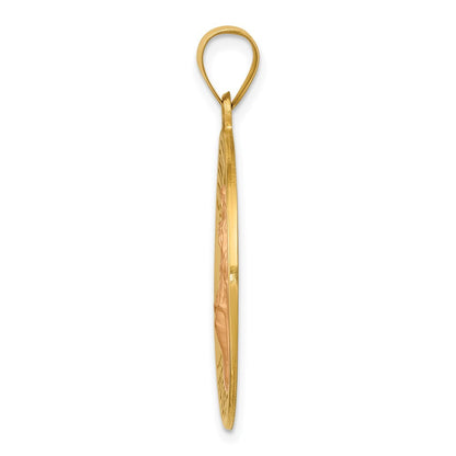 14k Yellow Gold Polished and Satin St Florian Medal Hollow Pendant for Women
