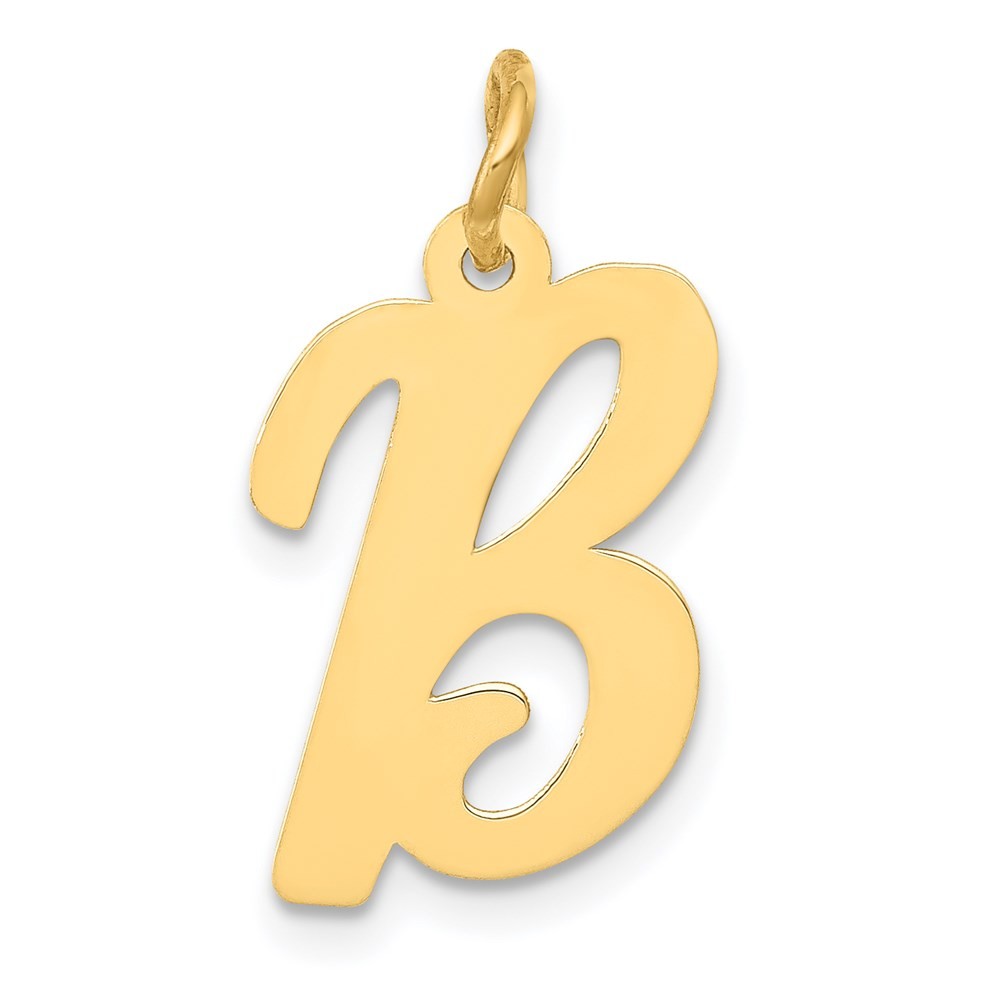 14k Yellow Gold Medium Script Letter B Initial Charm