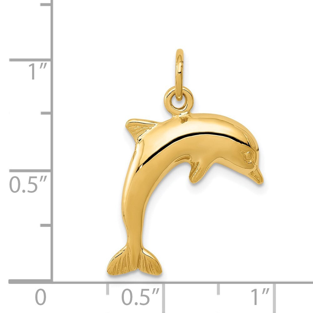 14k Yellow Gold Dolphin Charm Pendant for Women