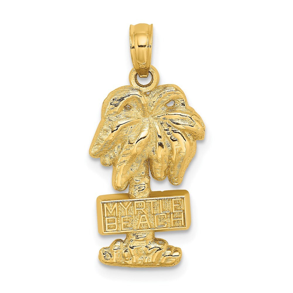 14k Yellow Gold MYRTLE BEACH Palm Tree Charm Pendant for Women