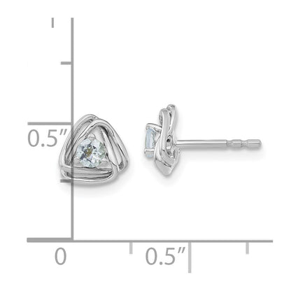 14k White Gold Aquamarine Stud Earrings Gift for Women