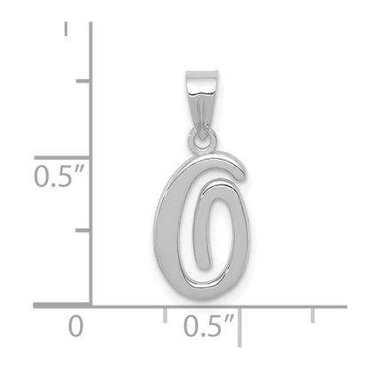 14k White Gold Script Letter O Initial Pendant for Women