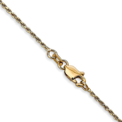 14k Yellow Gold 22" 1.15mm Diamond-cut Machine Made Rope Chain Necklace