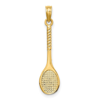 14k Yellow Gold 3-D Tennis Racquet Charm Pendant for Women