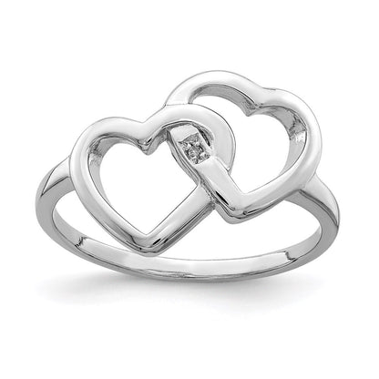 Sterling Silver Rhodium-plated Diamond accent Intertwined Heart Ring Size 7