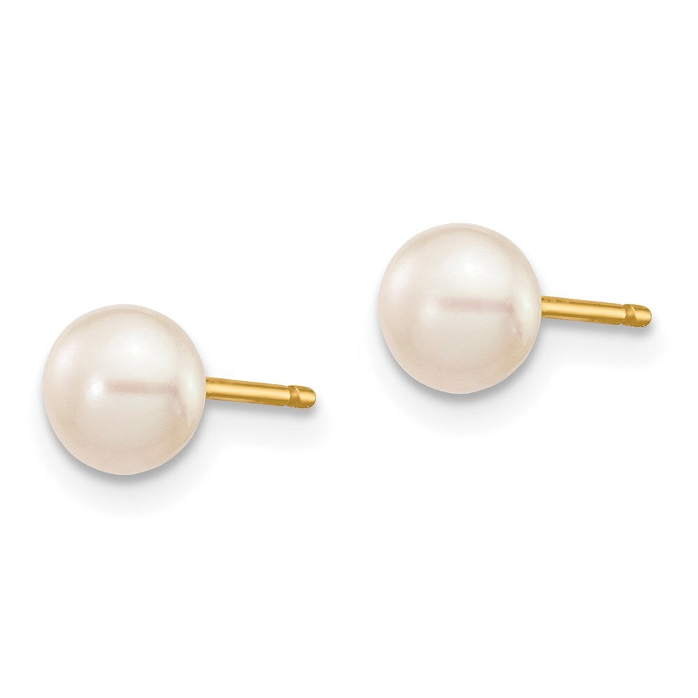 14k Yellow Gold 5-6mm Multicolor Button Cultured Pearl Stud Earrings 3 Pair Set