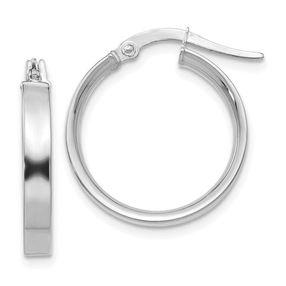 14K White Gold 3mm Small Hoop Earrings Gift for Women