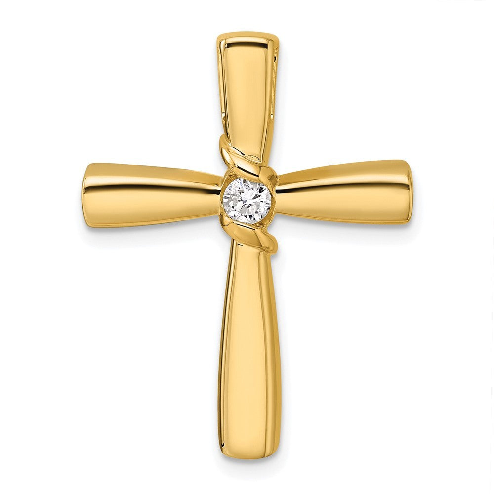 14k Yellow Gold Polished Diamond Cross Chain Slide